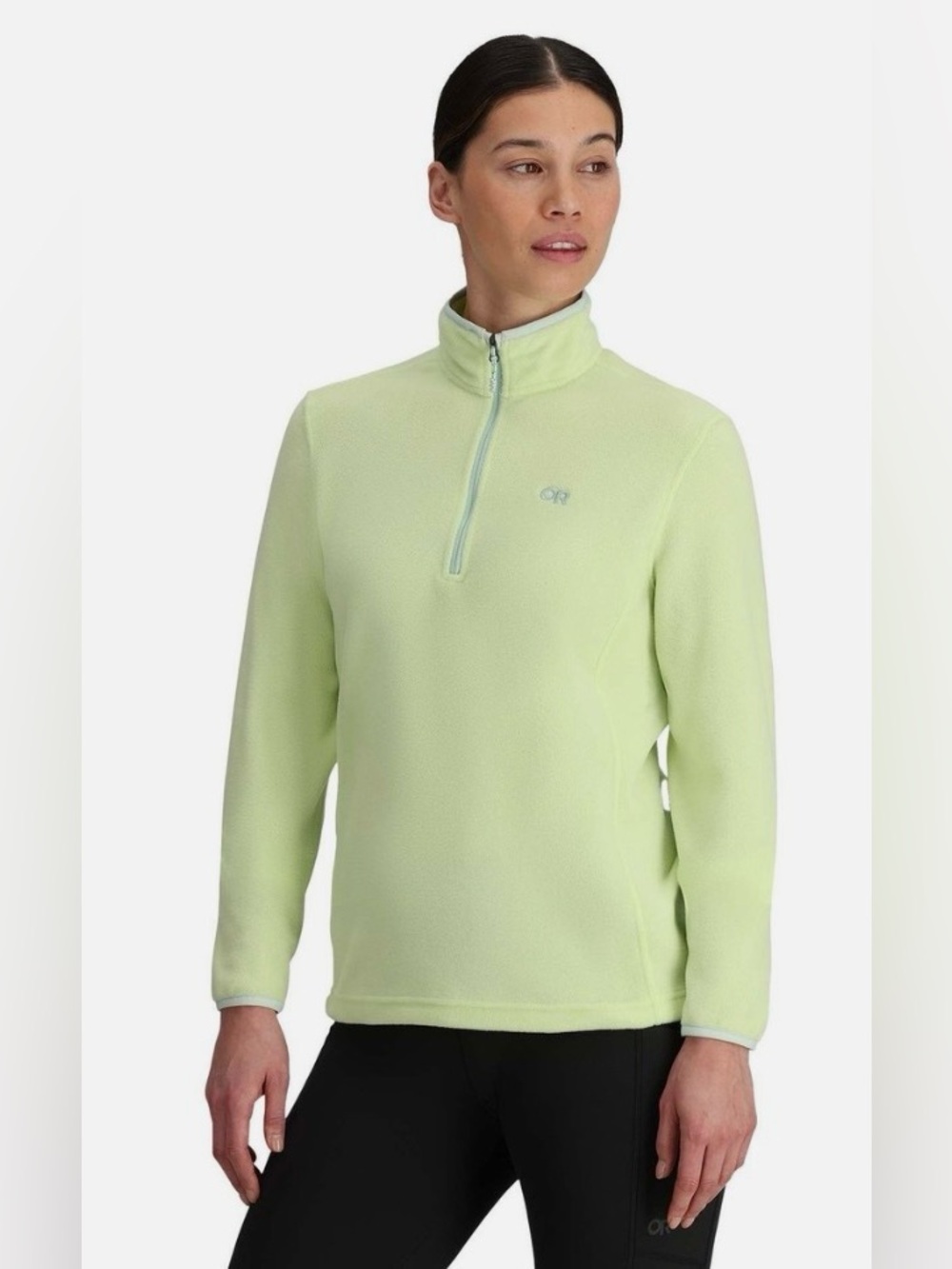 NWT Outdoor Research Womens Polartec 100 Quarter Zip Fleece Cool Matcha Sz Large